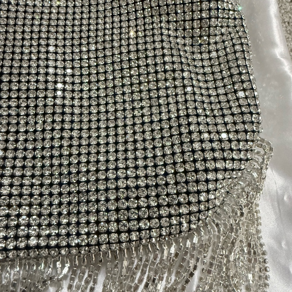 Silver Rhinestone Fringe Bag - Picture 5 of 6